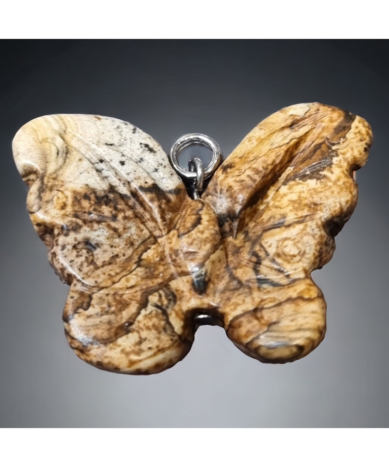Pendentif Jaspe Paysage Papillon