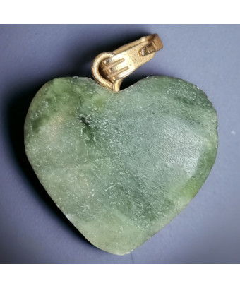 Pendentif Jade Cœur attache dorée