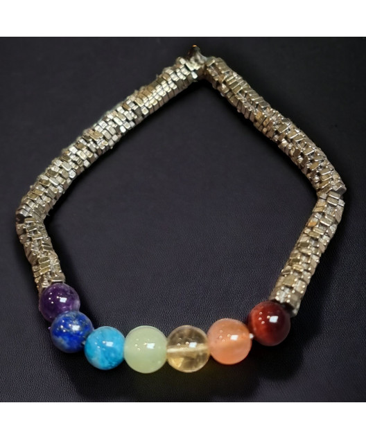 Bracelet Hématite dorée 7 chakras