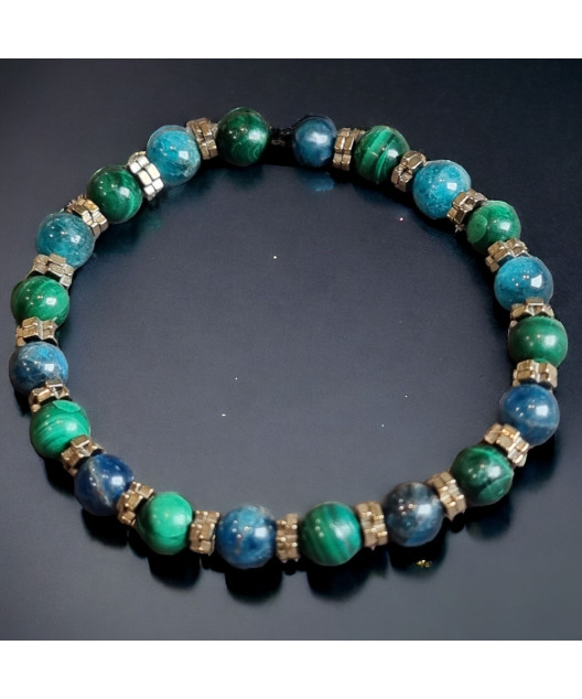 Bracelet Azurite & Hématite dorée