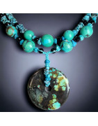Collier Turquoise du Tibet et Onyx facetté