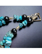 Collier Turquoise du Tibet et Onyx facetté