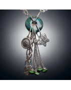 Collier Chrysocolle Acier avec breloques
