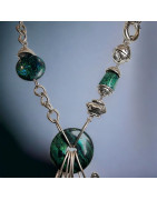 Collier Chrysocolle Acier avec breloques