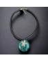 Collier Chrysocolle & Fleur Argent 925 sur caoutchouc naturel