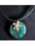 Collier Chrysocolle & Fleur Argent 925 sur caoutchouc naturel