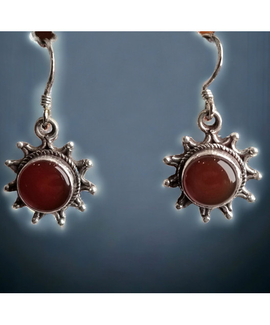 Boucles Cornaline soleil Argent 925