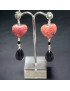 Boucles d'oreilles Aventurine rouge cœur & Onyx facettée Argent 925