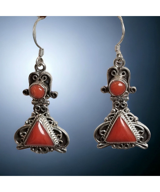 Boucles Corail Ethniques Argent 925