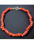 Bracelet Corail Baroque avec fermoir Argent 925