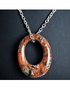 Pendentif Jaspe rouge avec chaîne
