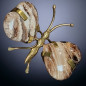 Papillon Bois fossilisé cœur corps laiton