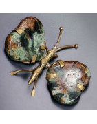 Papillon Chrysoprase cœur corps laiton