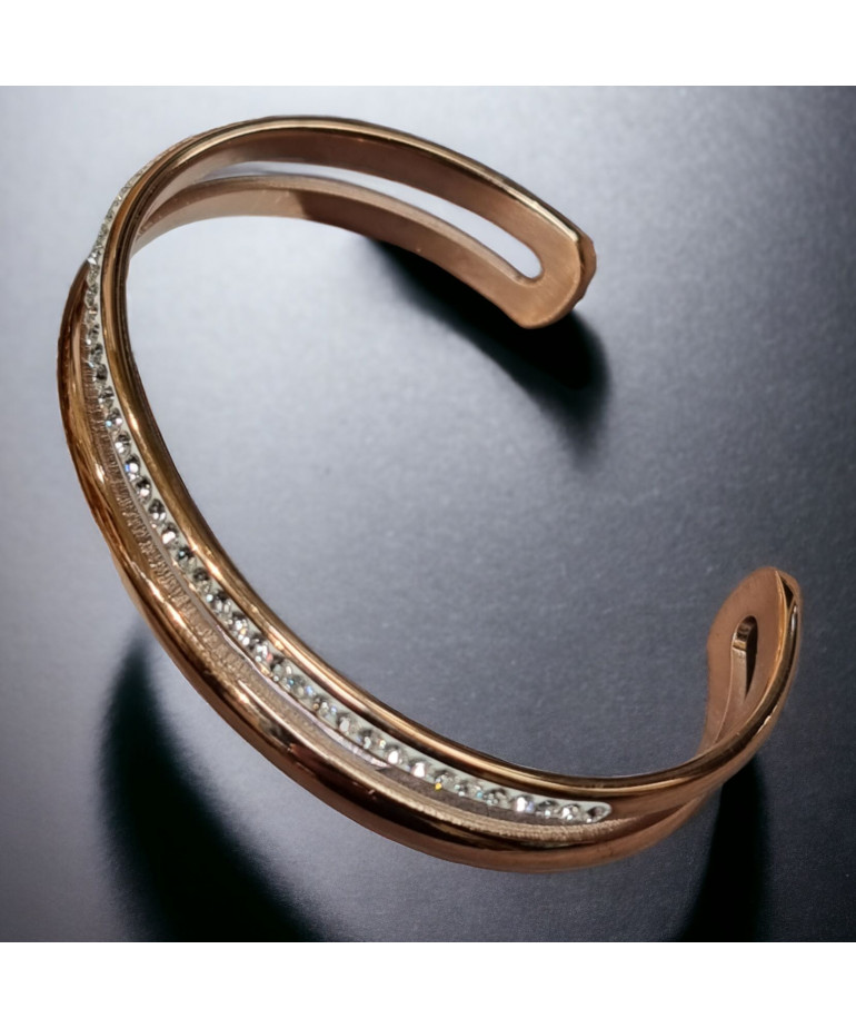 Bracelet Zirconium Acier plaqué or rose