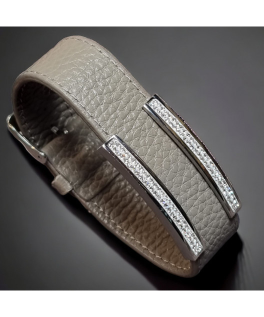 Bracelet Zirconium Cuir & Acier