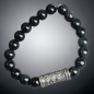 Bracelet Obsidienne argentée avec rouleau de prière