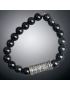 Bracelet Obsidienne argentée avec rouleau de prière