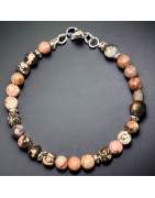 Bracelet Rhodonite Pierre rondes 6mm avec fermoir