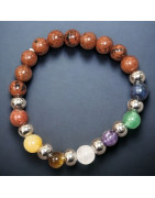 Bracelet Obsidienne Acajou 7 Chakras Enfant Pierres Rondes 6mm
