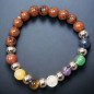 Bracelet 7 chakras Obsidienne acajou Enfant Pierres rondes 6mm