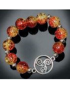 Bracelet Perles de verre & Triskèle Perles rondes 12mm