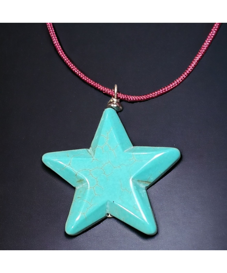 Pendentif Turquoise étoile sur cordon réglable