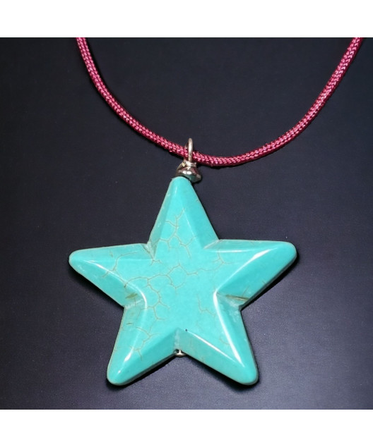 Pendentif Turquoise étoile sur cordon réglable