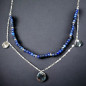 Collier Lapis-lazuli Pierres rondes 3mm Acier