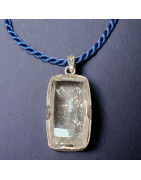 Pendentif Cristal de roche arc en ciel Argent 925 sur cordon