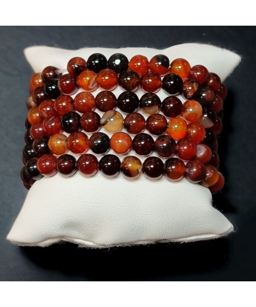 Bracelet Sardonyx (Sardoine ) Pierres rondes 8mm