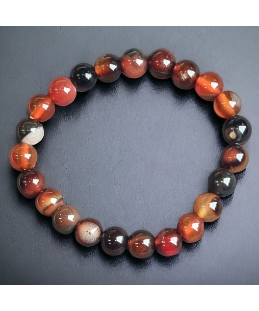 Bracelet Sardonyx (Sardoine ) Pierres rondes 8mm