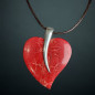 Pendentif Corail rouge cœur Argent 925 sur cordon réglable