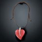 Pendentif Corail rouge cœur Argent 925 sur cordon réglable