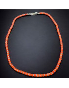 Collier Corail perles de 4mm avec inserts & fermoir Argent 925
