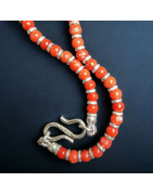 Collier Corail perles de 4mm avec inserts & fermoir Argent 925