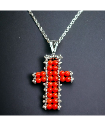 Pendentif Corail croix...