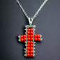 Pendentif Corail croix Argent 925 avec chaîne