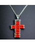 Pendentif Corail croix Argent 925 avec chaîne