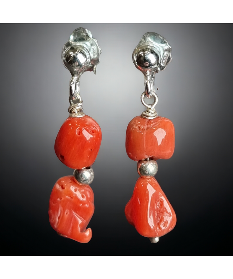 Boucles Corail baroque Argent 925