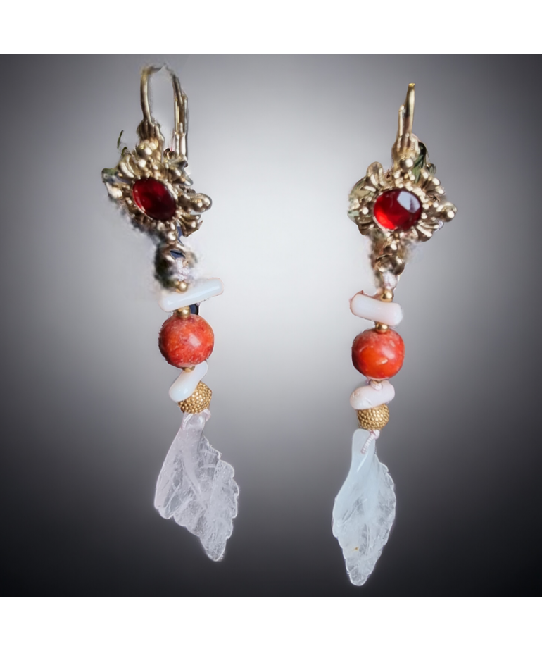 Boucles Corail & Quartz rose