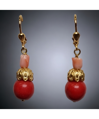 Boucles Corail & Quartz rose