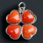Pendentif Corail rouge trèfle Argent 925