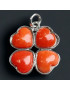 Pendentif Corail rouge trèfle Argent 925