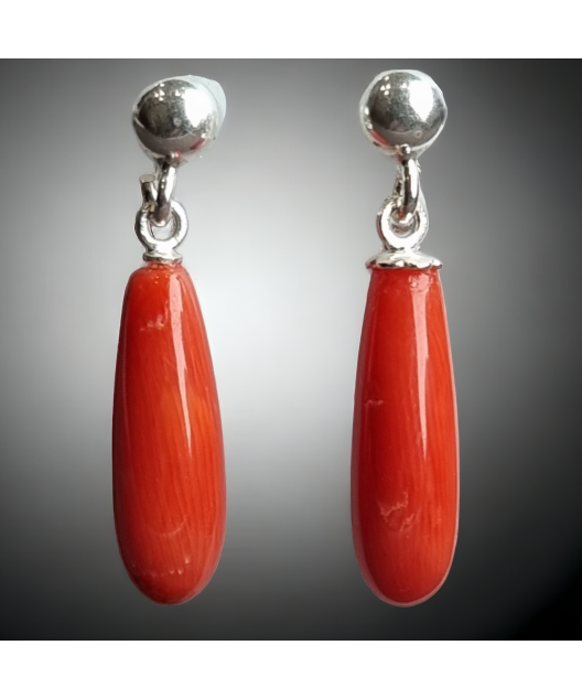 Boucles Corail gouttes Argent 925
