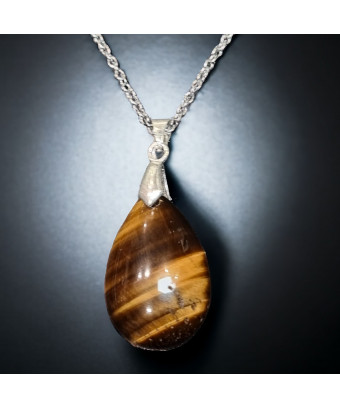 Pendentif Œil de tigre avec chaîne