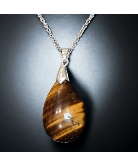Pendentif Œil de tigre avec chaîne