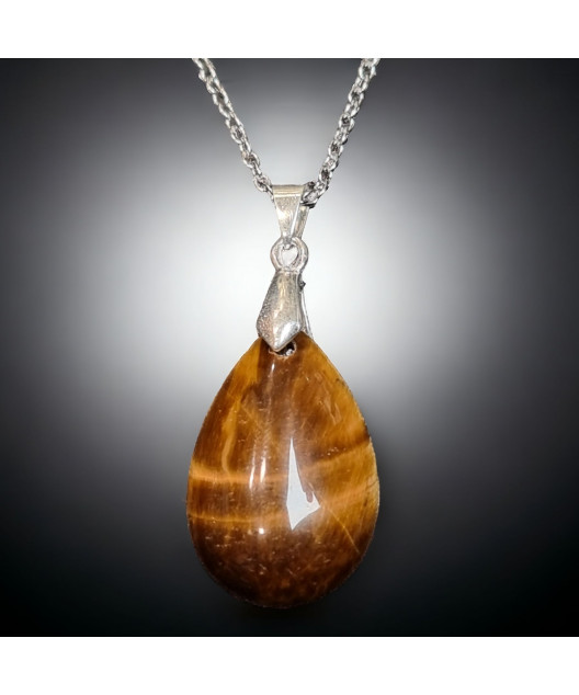 Pendentif Œil de tigre avec chaîne
