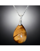 Pendentif Œil de tigre avec chaîne