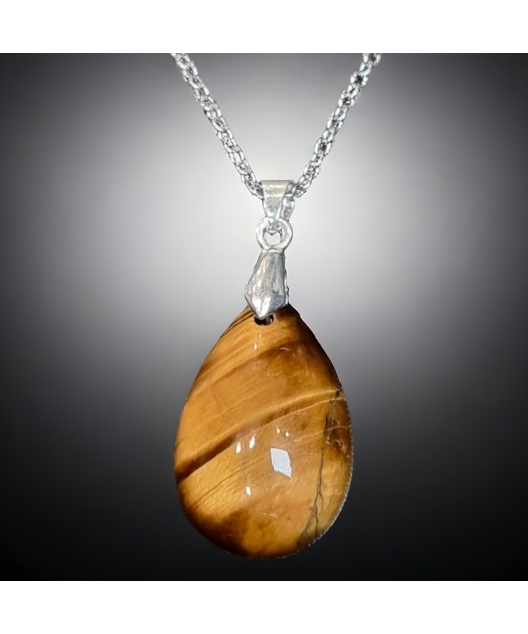 Pendentif Œil de tigre avec chaîne