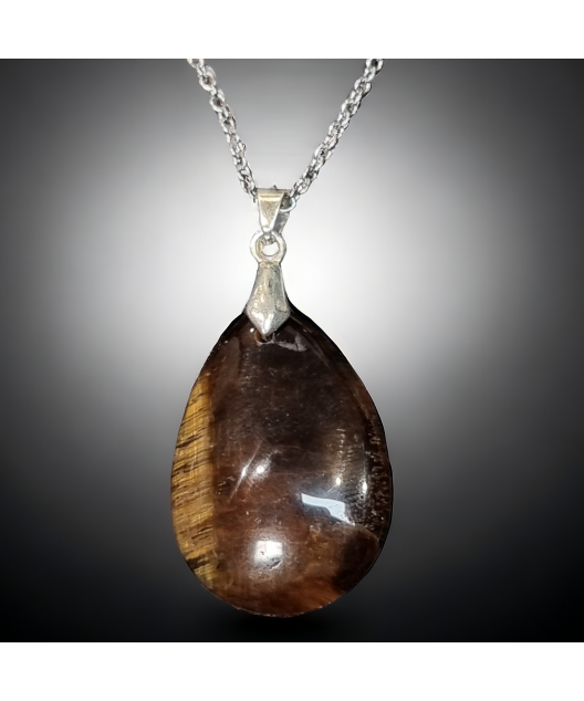 Pendentif Œil de tigre avec chaîne